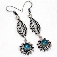 Am 3421a boucles oreilles pendants 50mm aigue marine 6gr bleue 8mm bijou 1900 vente argent 925