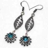 Am 3421d boucles oreilles pendants 50mm aigue marine 6gr bleue 8mm bijou 1900 vente argent 925