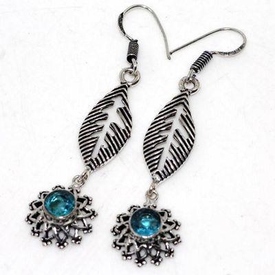 Am 3421b boucles oreilles pendants 50mm aigue marine 6gr bleue 8mm bijou 1900 vente argent 925