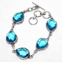 Am 3422d bracelet 180mm aigue marine 19gr bleue 12x15mm bijou 1900 vente argent 925