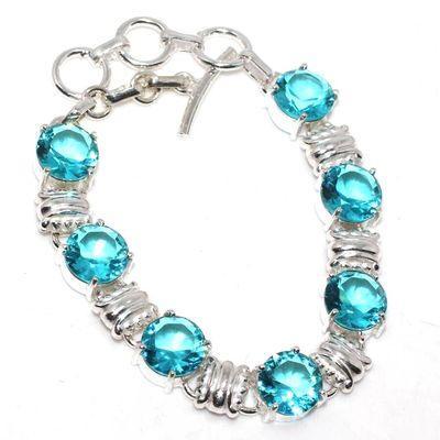 Am 3423a bracelet 180mm 7xaigue marine 17gr bleue 10mm bijou 1900 vente argent 925