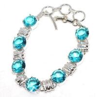 Am 3423d bracelet 180mm 7xaigue marine 17gr bleue 10mm bijou 1900 vente argent 925