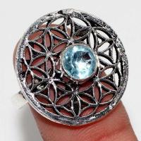 Am 3428b bague t59 aigue marine 6mm 4gr bijou gothique medieval achat vente argent 925