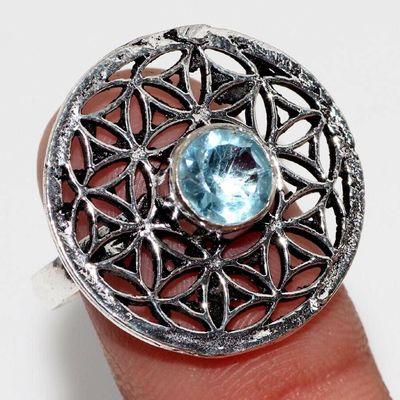 Am 3428b bague t59 aigue marine 6mm 4gr bijou gothique medieval achat vente argent 925