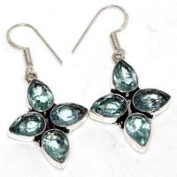 Am 3429a boucles oreilles pendants 40mm aigue marine 8gr bleue 8x10mm bijou 1900 vente argent 925