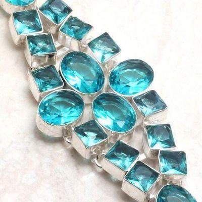 Am 3436c bracelet 180mm aigue marine 48gr bleue 10x25mm bijou 1900 vente argent 925