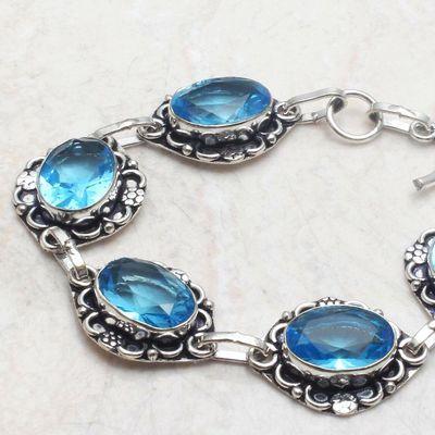 Am 3439c bracelet 50mm aigue marine 19gr bleue 10x15mm bijou 1900 vente argent 925