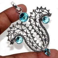 Am 3452a pendentif pendant 70mm aigue marine 8mm ethnique bijou argent 925 vente achat