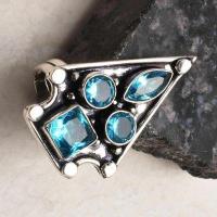 Am 3462c bague t57 aigue marine 7gr bleue 6x10mm bijou 1900 vente argent 925