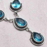 Am 3463c collier parure sautoir aigue marine 26gr bleue 15x10mm bijou 1900 vente argent 925