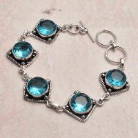 Am 3464a bracelet aigue marine 19gr bleue 12mm bijou 1900 vente argent 925