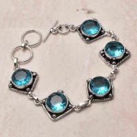 Am 3464b bracelet aigue marine 19gr bleue 12mm bijou 1900 vente argent 925