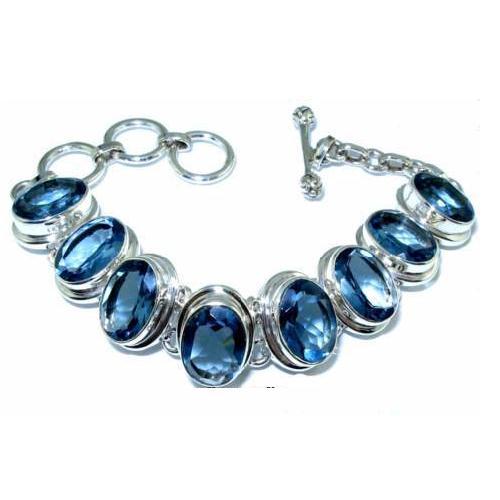 Am 3469 bracelet 8xaigues marines 10x15mm 40gr argent 950 3