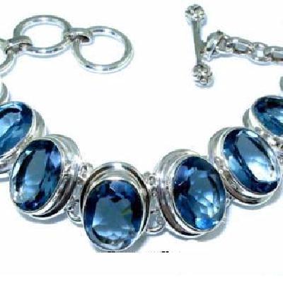 Am 3469 bracelet 8xaigues marines 10x15mm 40gr argent 950 4