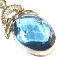 Am 3481a pendentif pendant aigue marine ethnique argent 20x28mm 925 