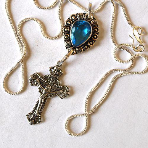 Am 3484 pendentif pendant croix aigue marine argent 20x35mm 925 2