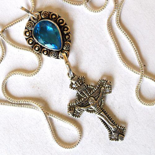 Am 3484 pendentif pendant croix aigue marine argent 20x35mm 925 4