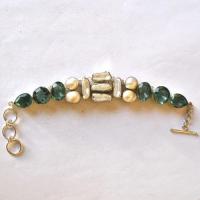 Am 3487 bracelet aigue marine perles nacre 16mm argent925 53gr 3 