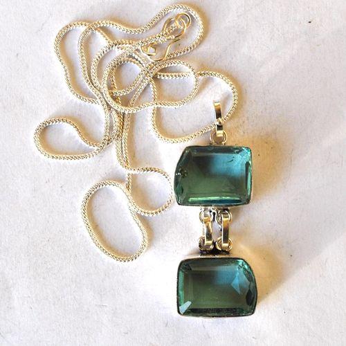 Am 3488 pendentif pendant aigue marine 15 20mm argent925 19gr 3