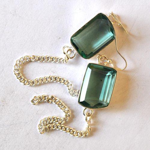 Am 3490 boucle oreilles aigue marine 1520mm argent925 16gr 1