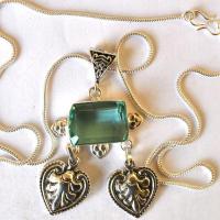 Am 3493 pendentif pendant chaine aigue marine 15x20mm argent925 21gr 1