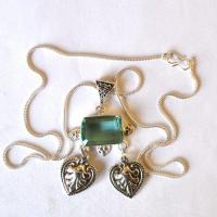 Am 3493 pendentif pendant chaine aigue marine 15x20mm argent925 21gr 2