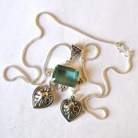 Am 3493 pendentif pendant chaine aigue marine 15x20mm argent925 21gr 3