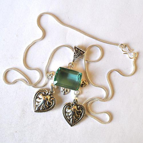 Am 3493 pendentif pendant chaine aigue marine 15x20mm argent925 21gr 3