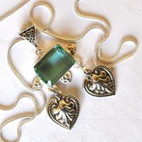 Am 3493 pendentif pendant chaine aigue marine 15x20mm argent925 21gr 4