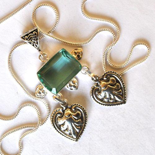 Am 3493 pendentif pendant chaine aigue marine 15x20mm argent925 21gr 4