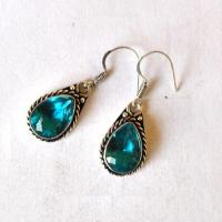 Am 3494 boucles oreilles aigue marine 15x10mm argent925 6gr 1