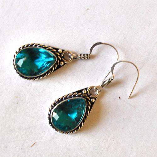 Am 3494 boucles oreilles aigue marine 15x10mm argent925 6gr 2