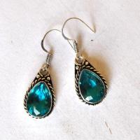 Am 3494 boucles oreilles aigue marine 15x10mm argent925 6gr 3