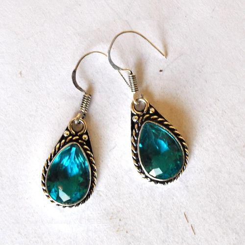 Am 3494 boucles oreilles aigue marine 15x10mm argent925 6gr 3