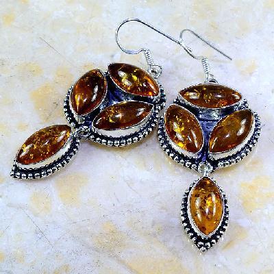 Amb 025b boucles pendants oreilles ambre amber baltique achat vente bijoux argent 925