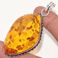 Amb 084b pendentif pendant ambre miel 18gr 30x50mm baltique achat vente bijoux argent 925