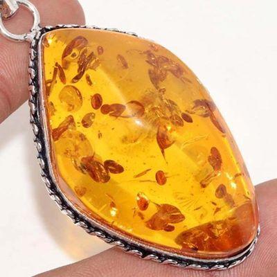 Amb 084c pendentif pendant ambre miel 18gr 30x50mm baltique achat vente bijoux argent 925