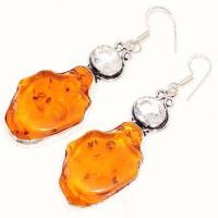 Amb 085d boucles oreilles ambre jaune miel topaze 15gr baltique achat vente bijoux argent 925