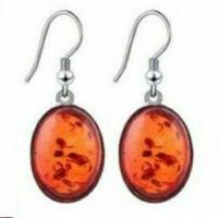 Amb 091a boucles oreilles pendants ambre baltique miel 12x15mm argent