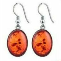 Amb 091c boucles oreilles pendants ambre baltique miel 12x15mm argent