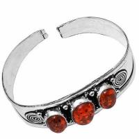 Amb 093b bracelet torque 23gr 3xcabochons ambre baltique miel ovale 10x15mm argent 925