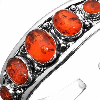 Amb 094a bracelet torque 29gr 5xcabochons ambre baltique miel ovale 10x15mm argent 925