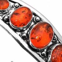 Amb 094c bracelet torque 29gr 5xcabochons ambre baltique miel ovale 10x15mm argent 925