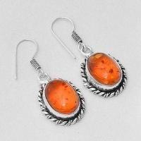 Amb 095e collier boucles oreilles pendants 33gr ambre baltique miel 10x15mm argent 925