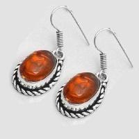 Amb 098c collier boucles oreilles pendants 33gr ambre baltique miel 10x15mm argent 926