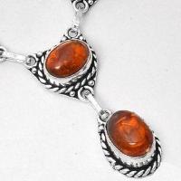 Amb 098e collier boucles oreilles pendants 33gr ambre baltique miel 10x15mm argent 926