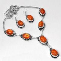 Amb 099a collier boucles oreilles pendants 33gr ambre baltique miel 10x15mm argent 926