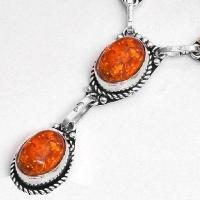 Amb 099d collier boucles oreilles pendants 33gr ambre baltique miel 10x15mm argent 926