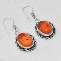 Amb 100c collier boucles oreilles pendants 33gr ambre baltique miel 10x15mm argent 925