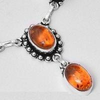 Amb 100d collier boucles oreilles pendants 33gr ambre baltique miel 10x15mm argent 925